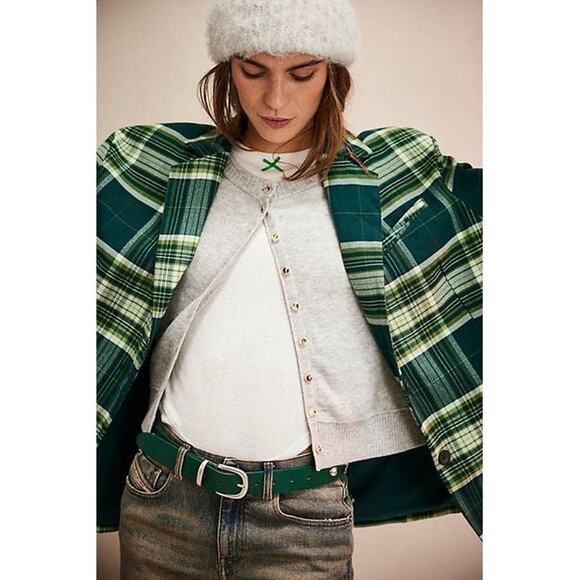 New FREE PEOPLE Reggie Blazer $178 X-LARGE Green OVERSIZED Relaxed LAYERING - Picture 3 of 6